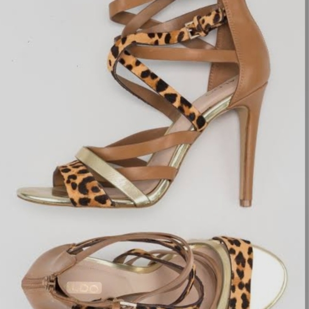 Aldo Tan and Brown Strappy Heels